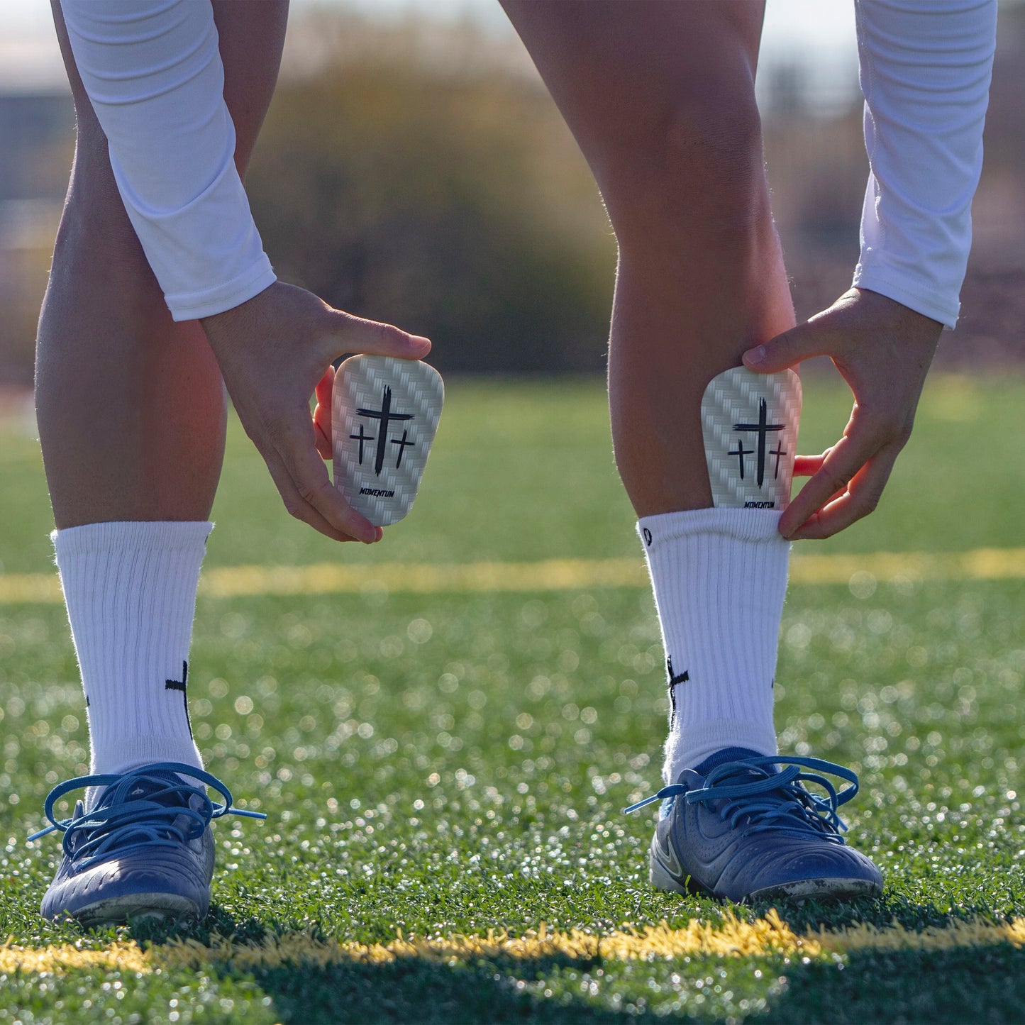 White/Black Cross Shin Mini Guards