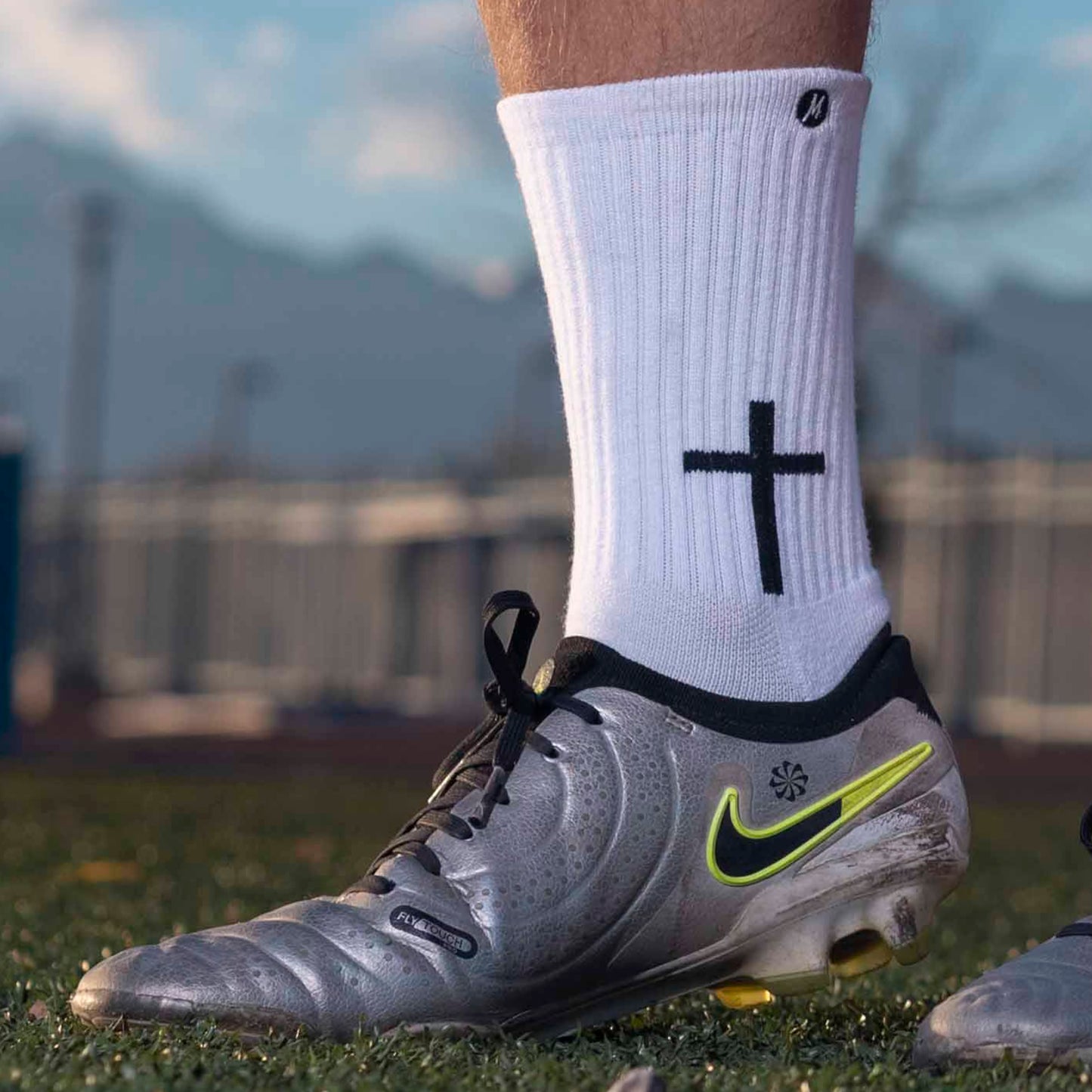 White Cross Grip Socks