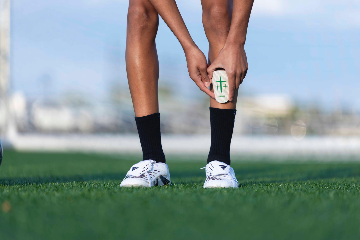 Green/White Cross Shin Mini Guards