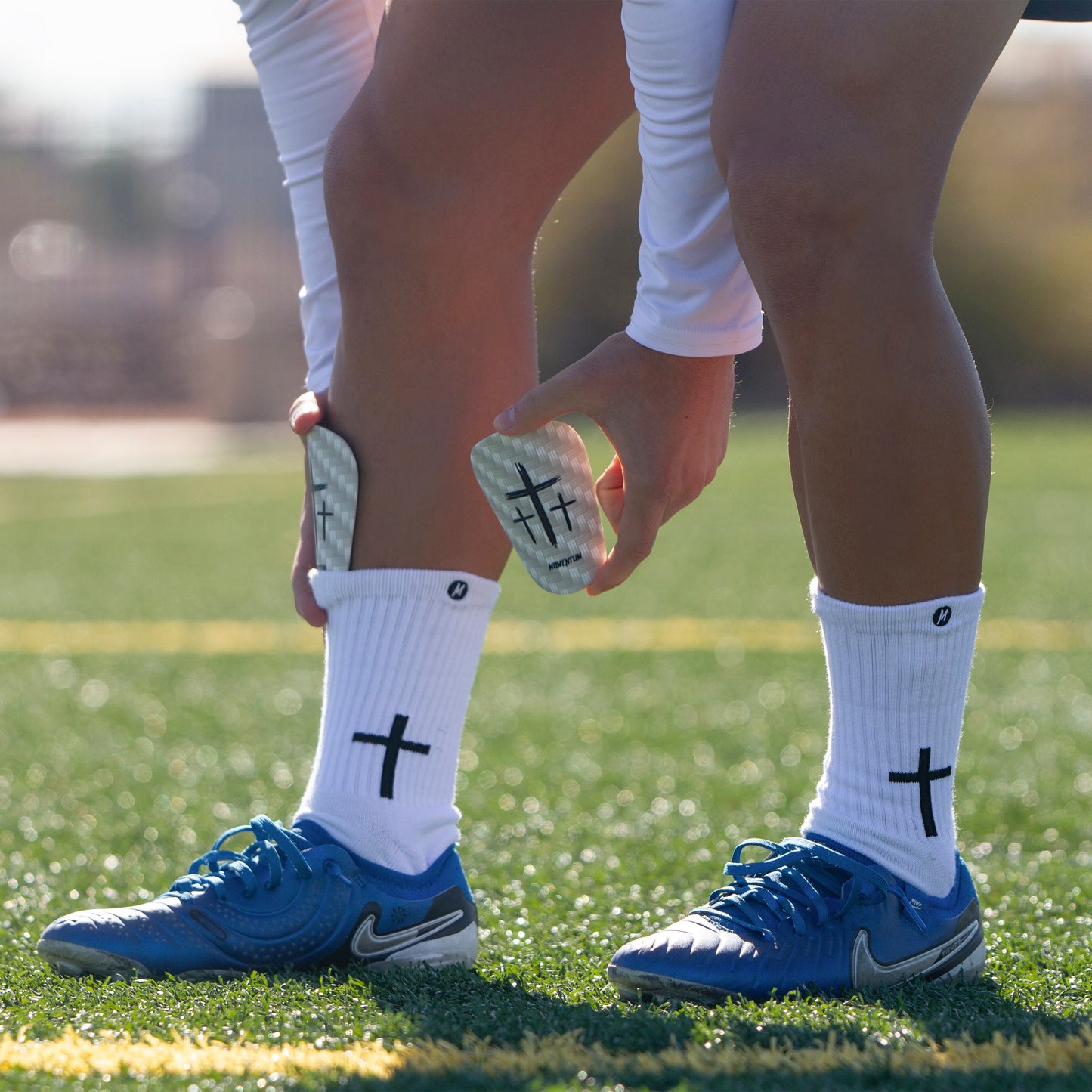 White/Black Cross Shin Mini Guards