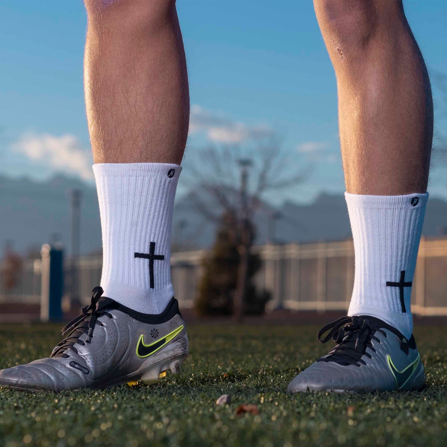 White Cross Grip Socks