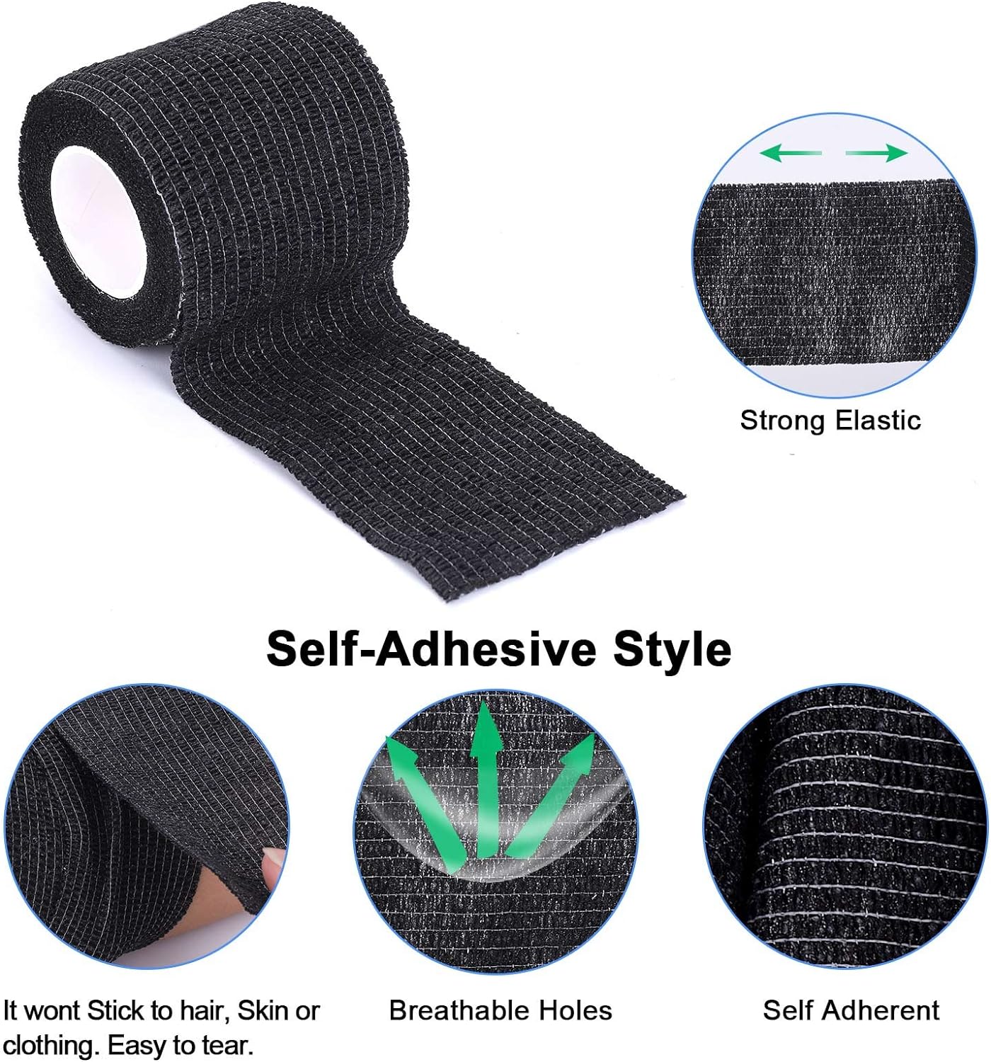 12 pack - Black Self-Adhering Wrap