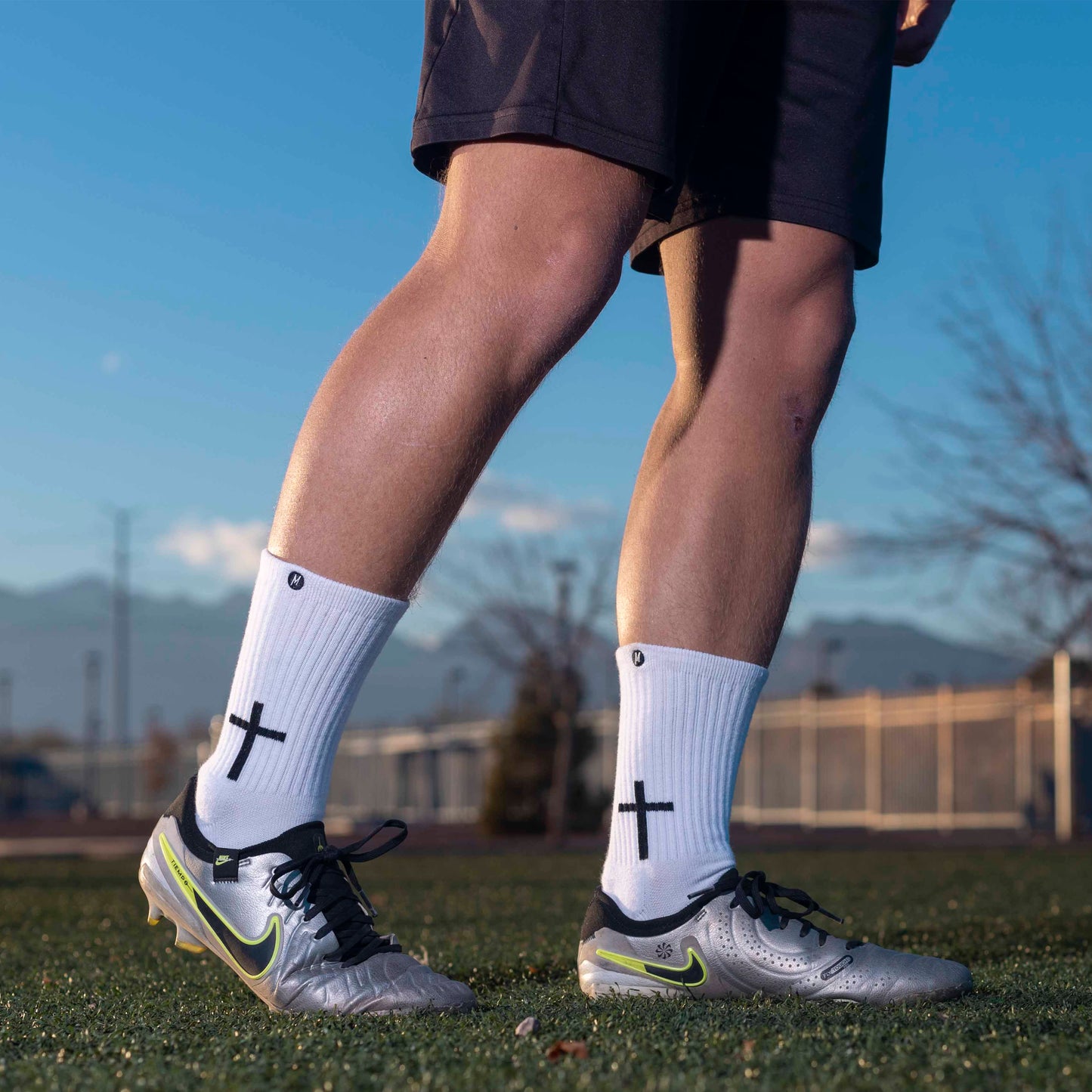 White Cross Grip Socks