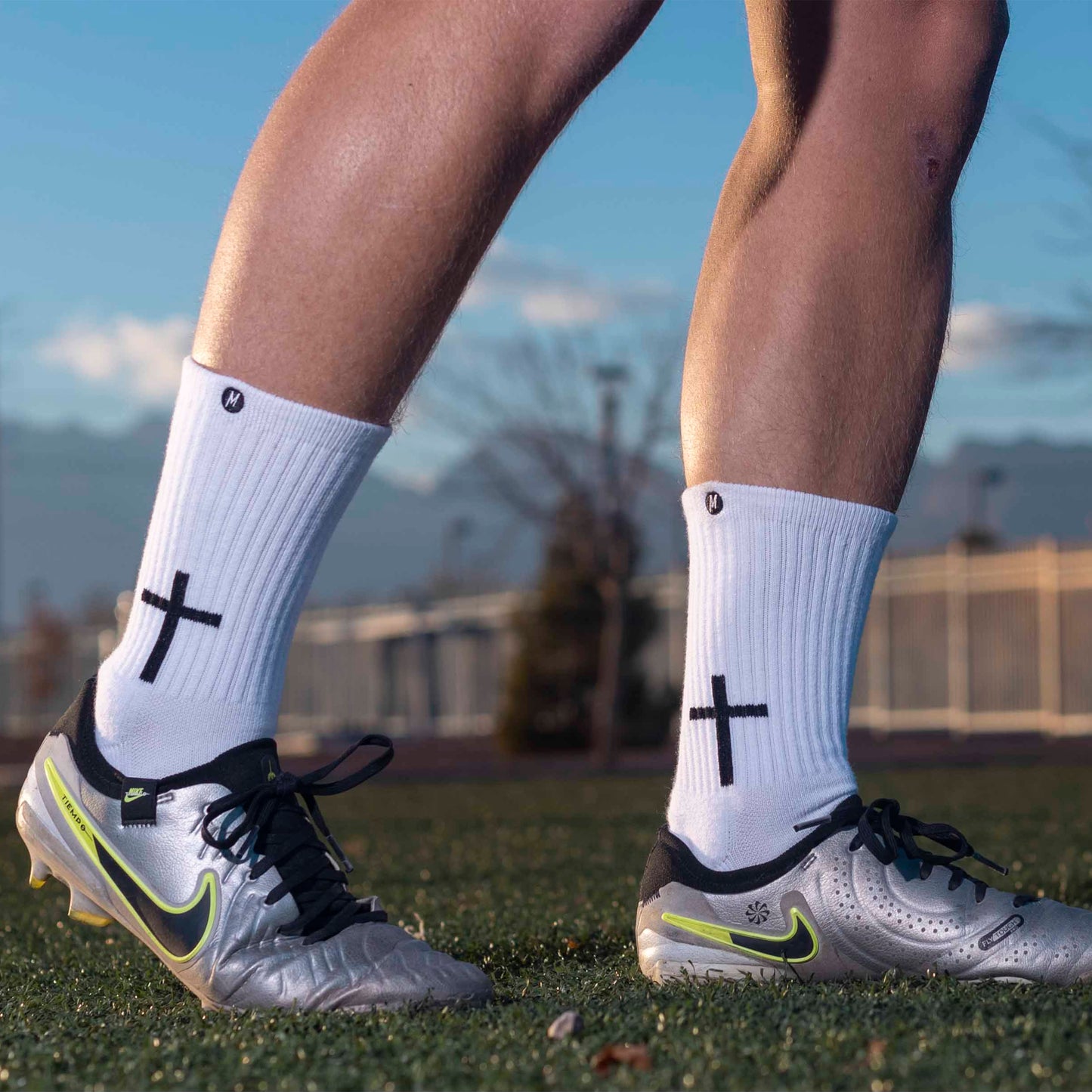 White Cross Grip Socks