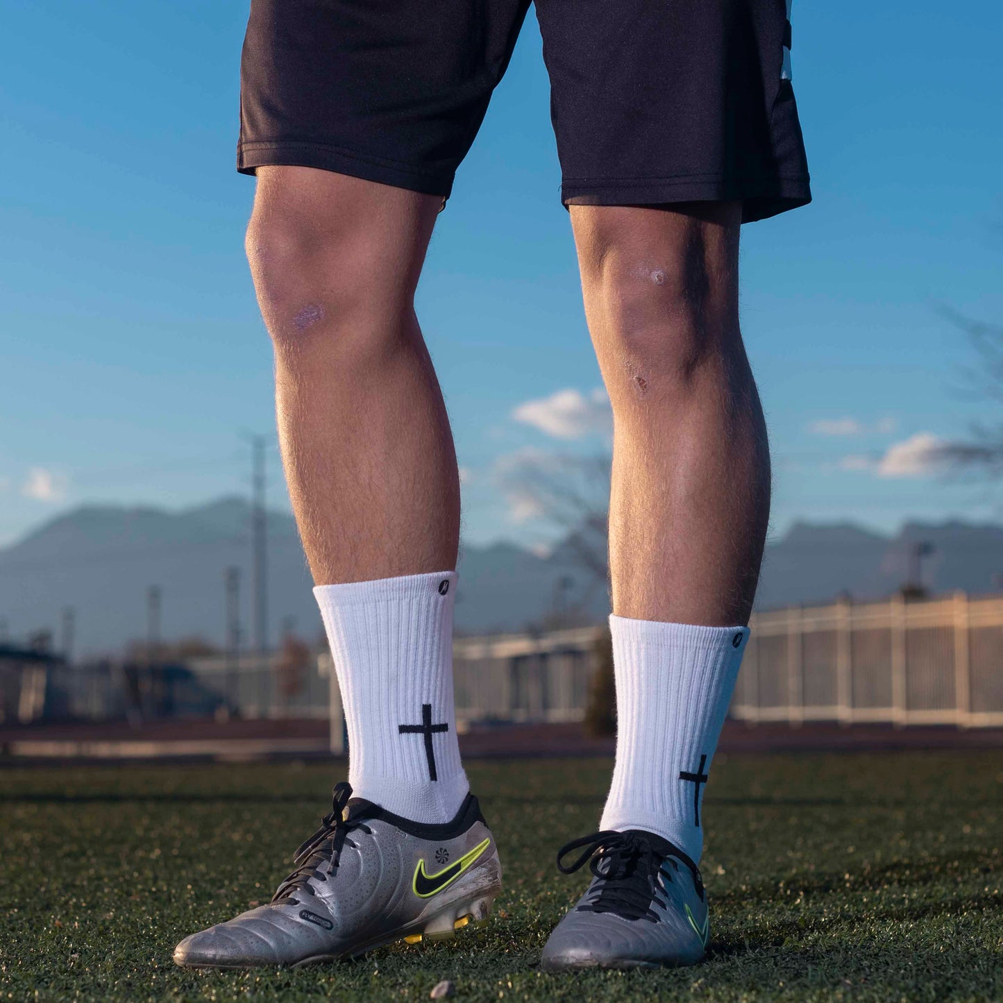 White Cross Grip Socks