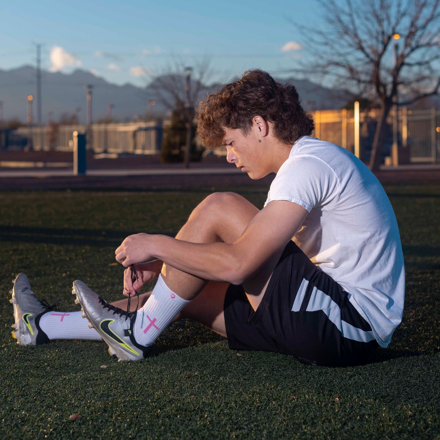 Pink Cross Grip Socks