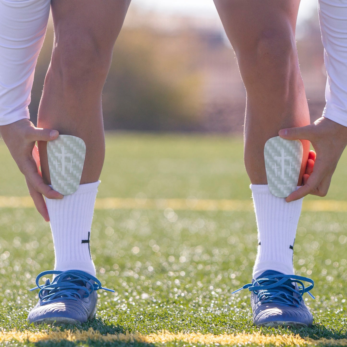 White/White Cross Mini Shin Guards
