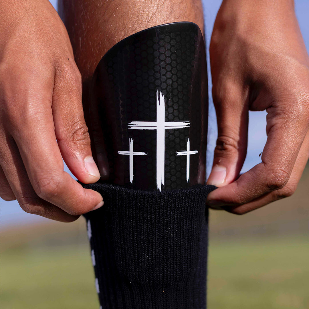 'The Cross' Black Shin Guards