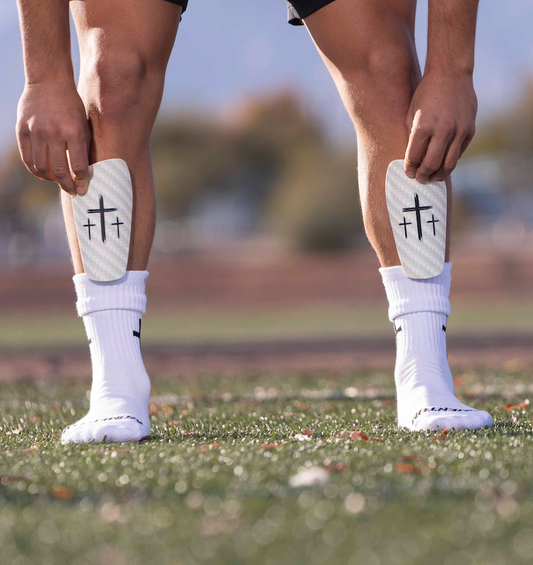 'The Cross' White Shin Guards