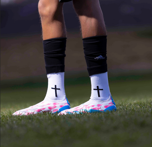 White Cross Grip Socks